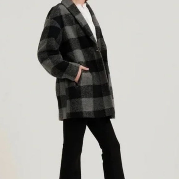 LUCKY BRAND GREY/BLACK BUFFALO CHECK COAT - Picture 2 of 7